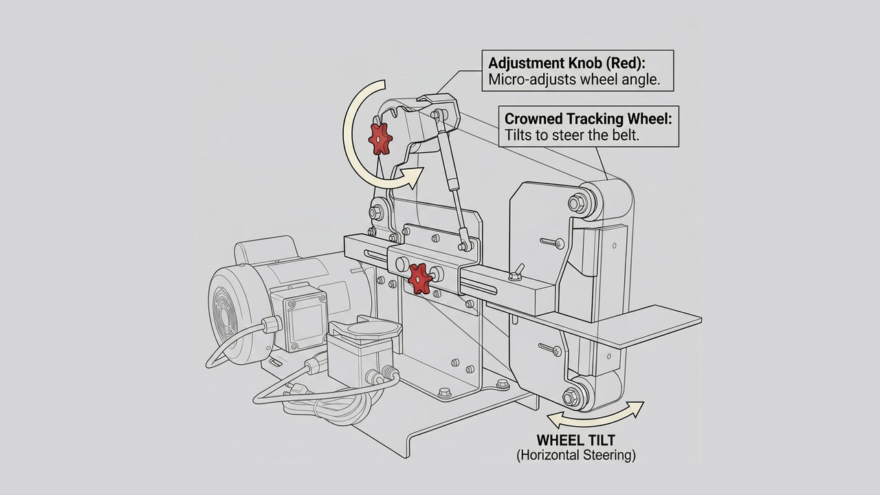 How to Set Belt Grinder Tracking Wheel – Diktator Grinders